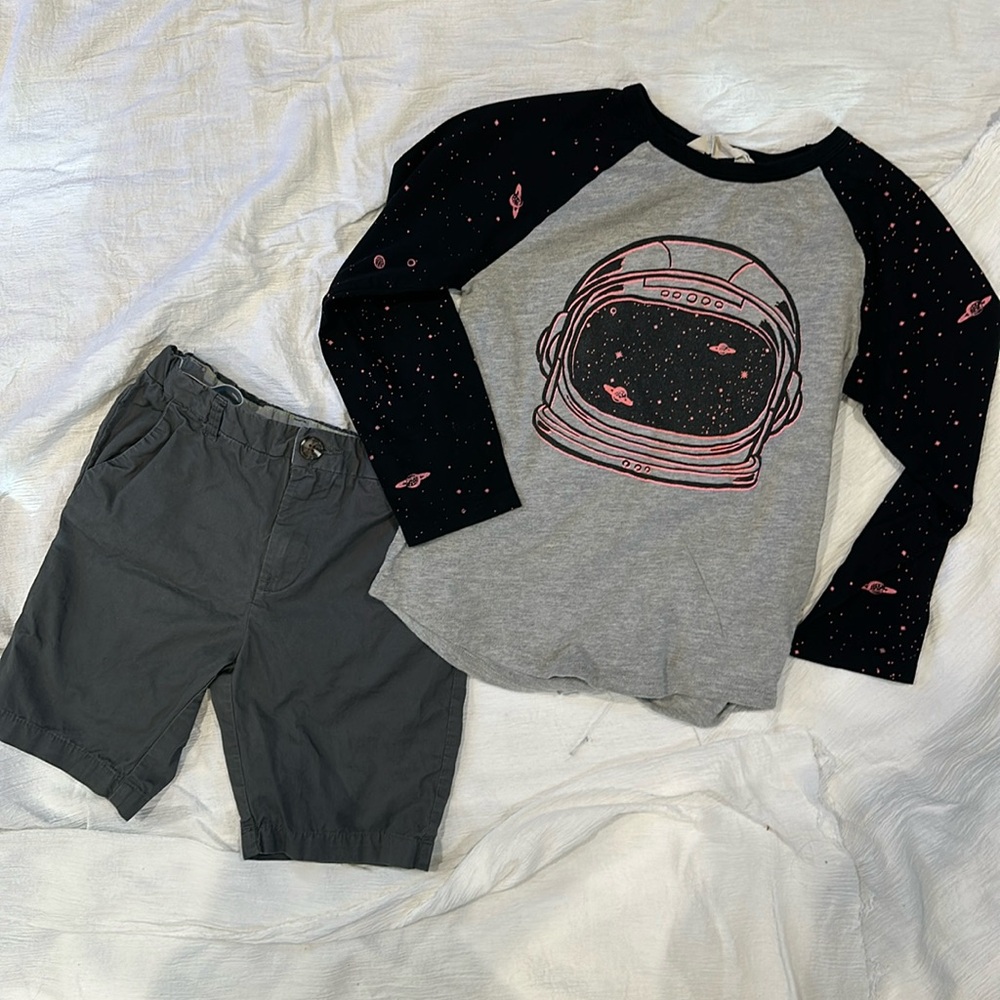 H&M boys shorts and long sleeved shirt. Size 6-8